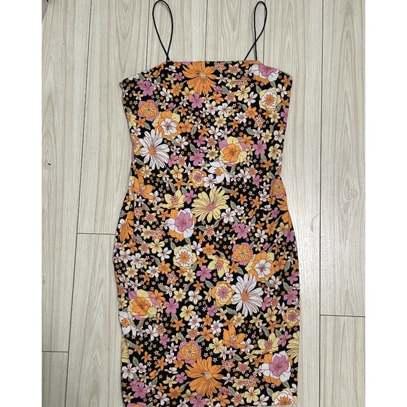 Derek Heart Fall Colors Floral Bodycon Dress - M - Picture 1 of 3